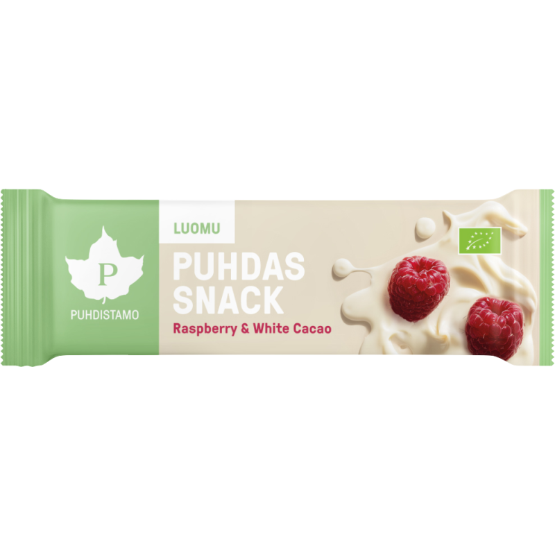 Välipalapatukka Puhdistamo 40 g Puhdas Snack Raspberry & White Cacao