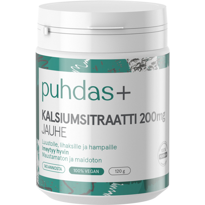 Kalsiumsitraatti Puhdas+ 200 mg 120 g