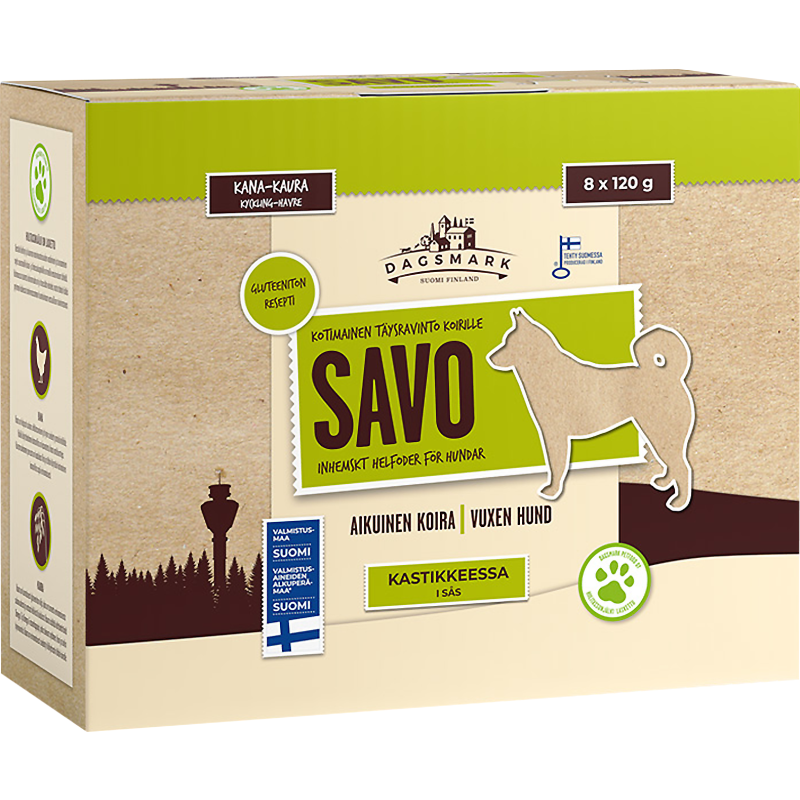 Koiranruoka Dagsmark Savo 8 x 120 g kana-kaura kastikkeessa