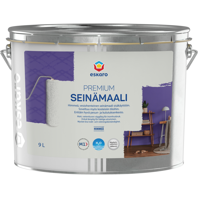 Seinämaali Eskaro Premium maalarinvalkoinen 9 l