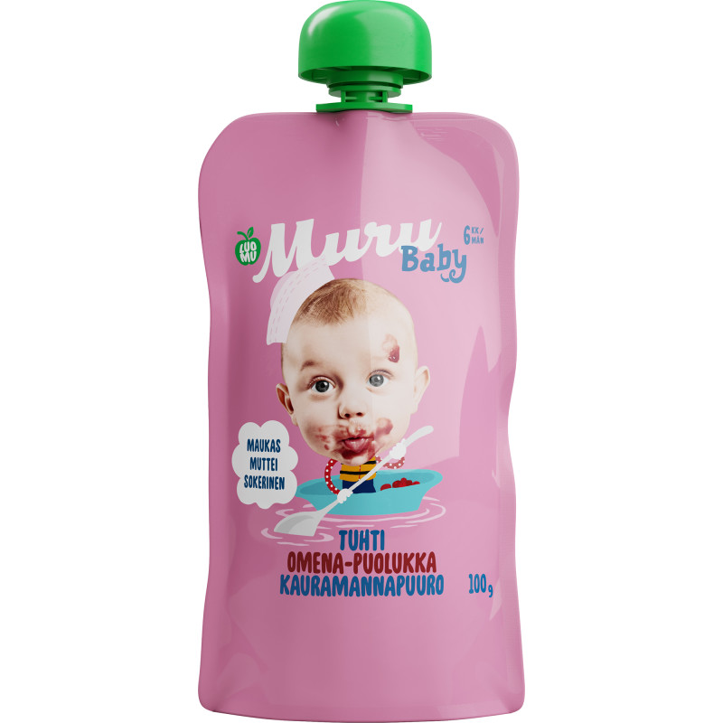 Luomu Kauramannapuuro Muru Baby 100 g Omena-puolukka 6 kk
