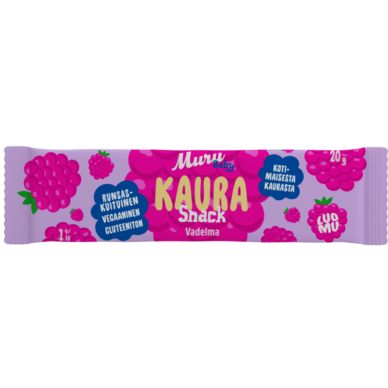 Välipalapatukka Muru Baby 20 g kaurasnack vadelma 1 v luomu