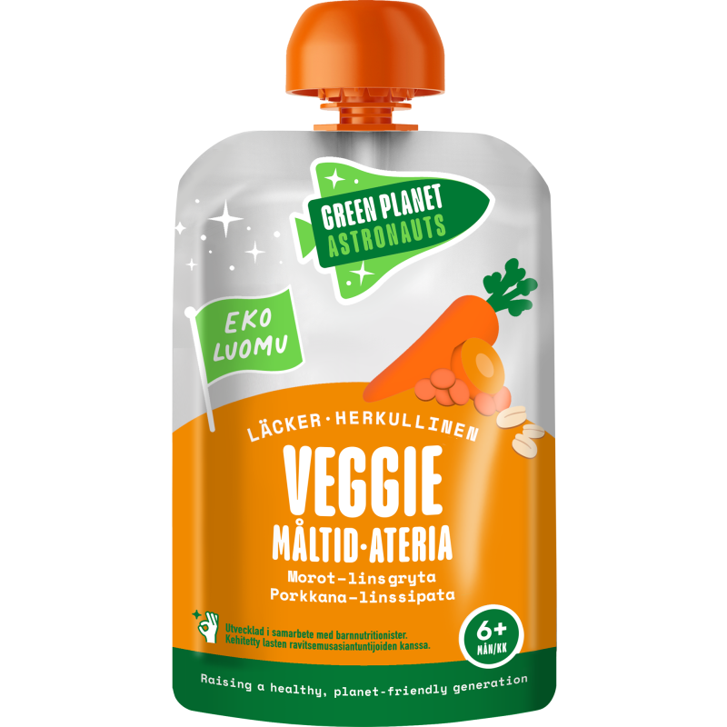 Lastenateria Green Planet Astronauts 100 g Veggie-ateria porkkana-linssipata luomu 6 kk+