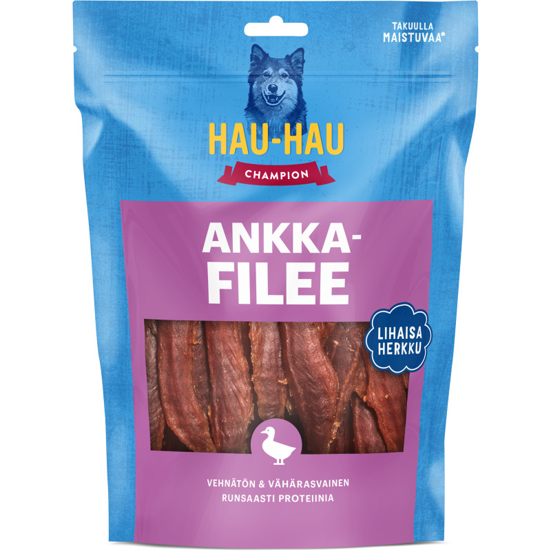 Koiran herkku Hau-Hau Champion 325 g ankkafilee