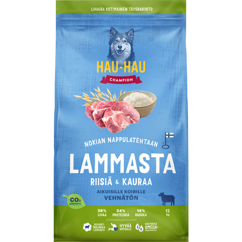 Koiranruoka Hau-Hau Champion 12 kg Lammasta, riisiä & kauraa