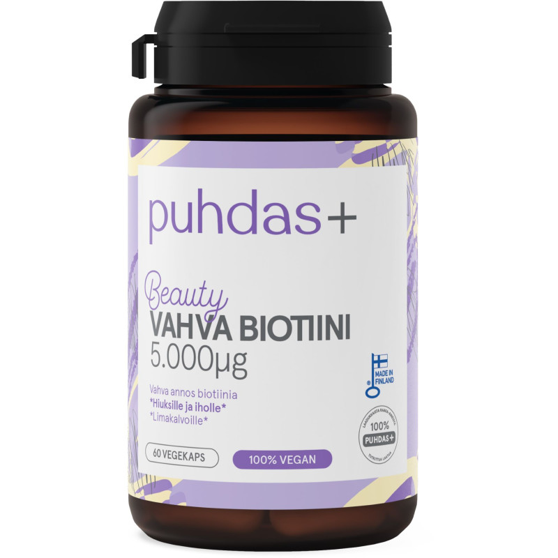 Vahva Biotiini 5.000 µg Puhdas+ Beauty 60 kpl