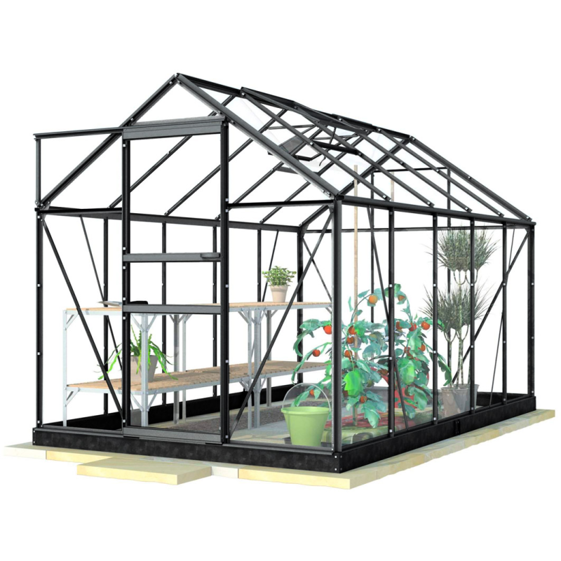 Kasvihuone Lykke Glass 6,2m2, musta