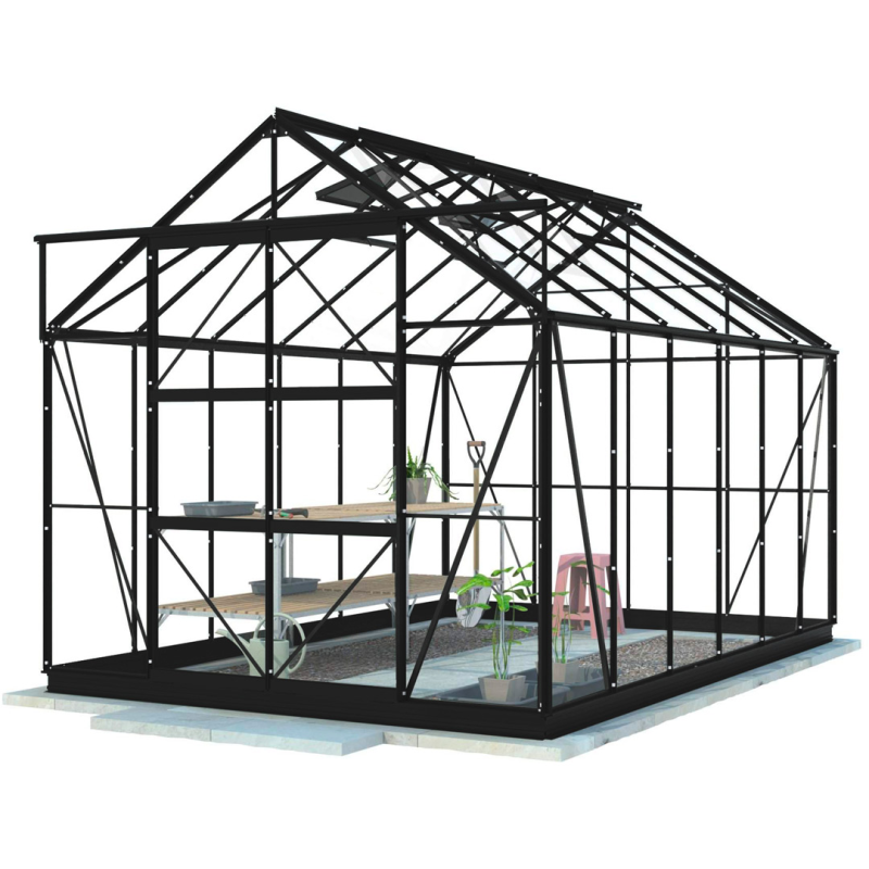 Kasvihuone Lykke Hybrid 9,7m2, musta