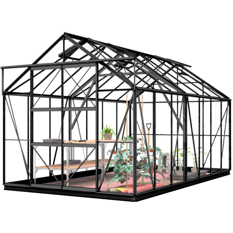 Kasvihuone Lykke Hybrid 11,3m2, musta