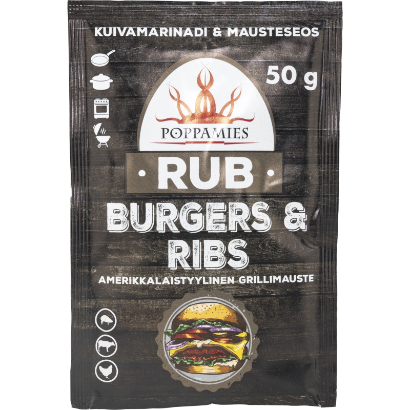 Mausteseos Poppamies 50 g Rub Burgers & Ribs