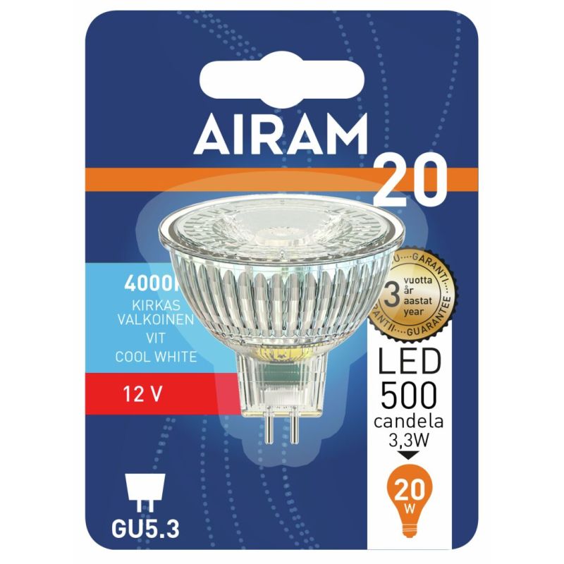 LED-lamppu MR16 3,2 W GU5.3 12V, 4000K 270 lm