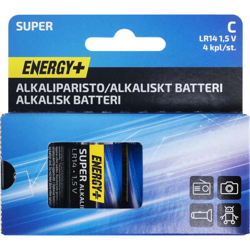 Alkaliparisto Super, C, 4 kpl