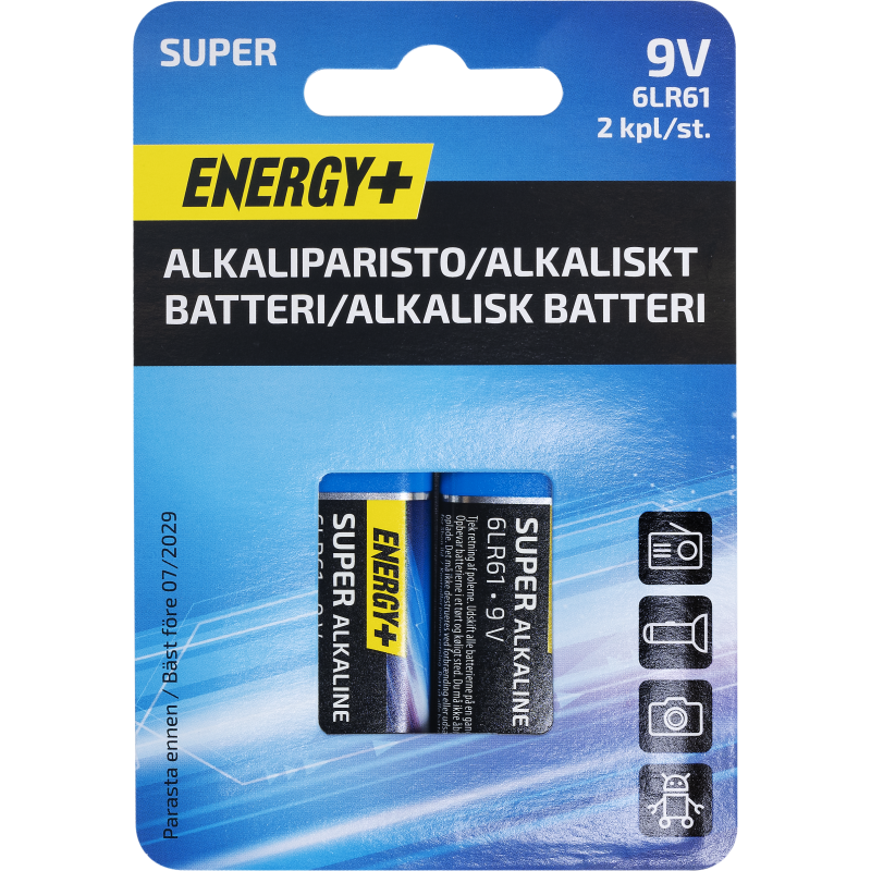Alkaliparisto Super, 9 V, 2 kpl