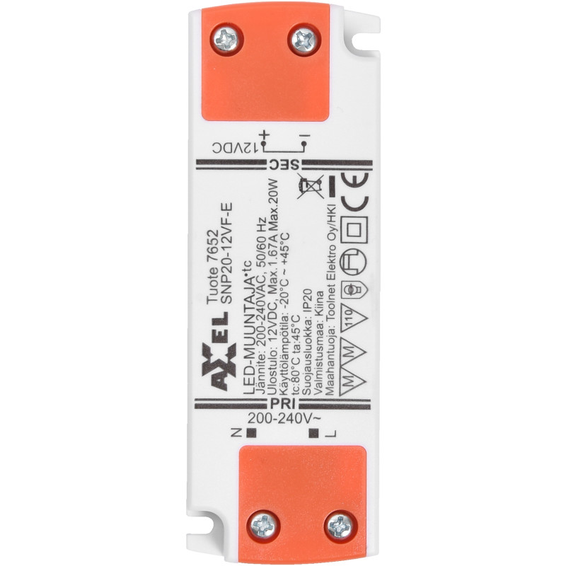 LED-muuntaja Axxel 220-240V 20W 12VDC