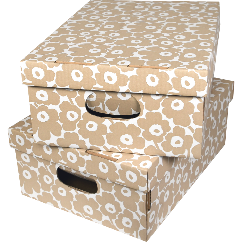 Kotilaatikko Karto 2 kpl Unikko beige