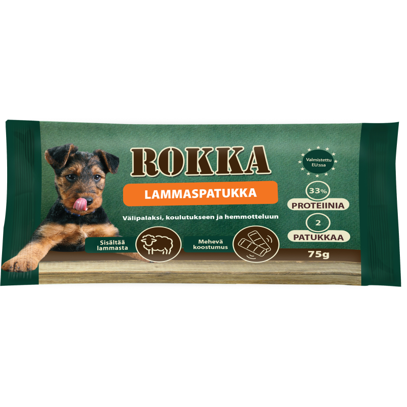 Koiran herkku Rokka 75 g Lammaspatukka