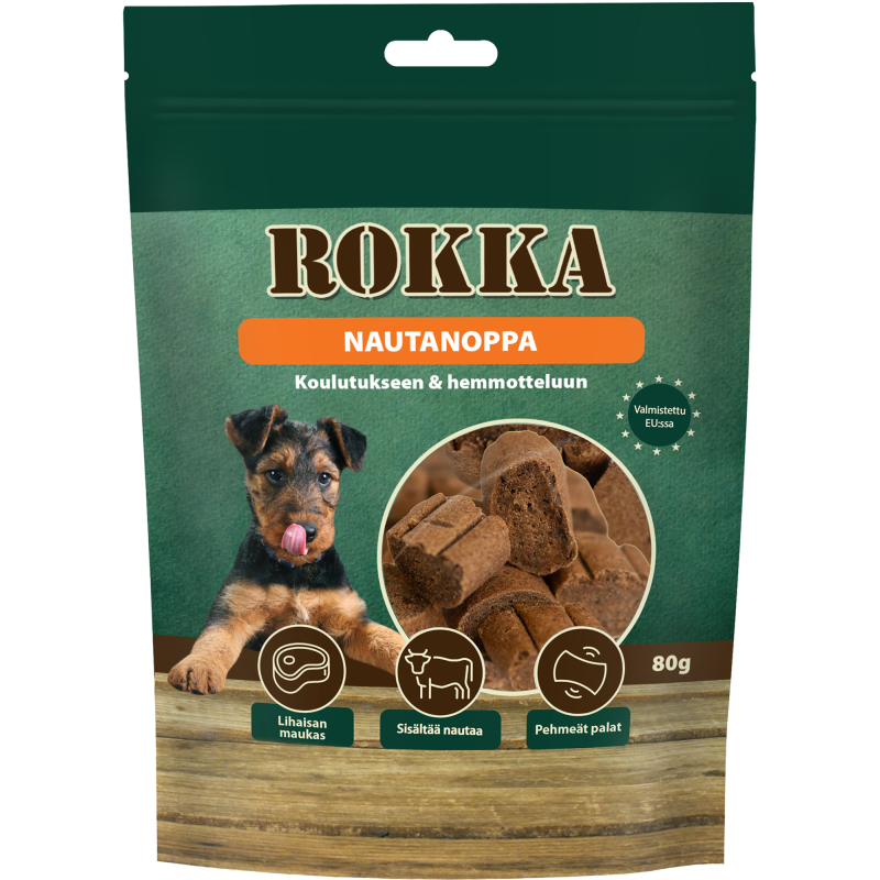 Koiran herkku Rokka 80 g Nautanoppa