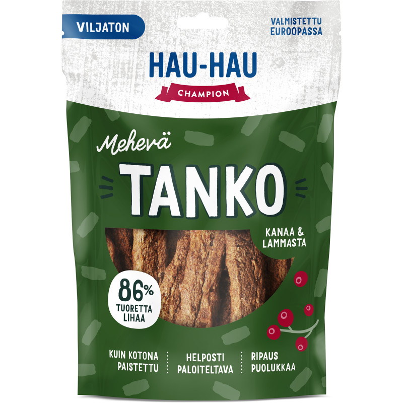 Koiran herkku Hau-Hau 140 g Mehevä Tanko kanaa & lammasta