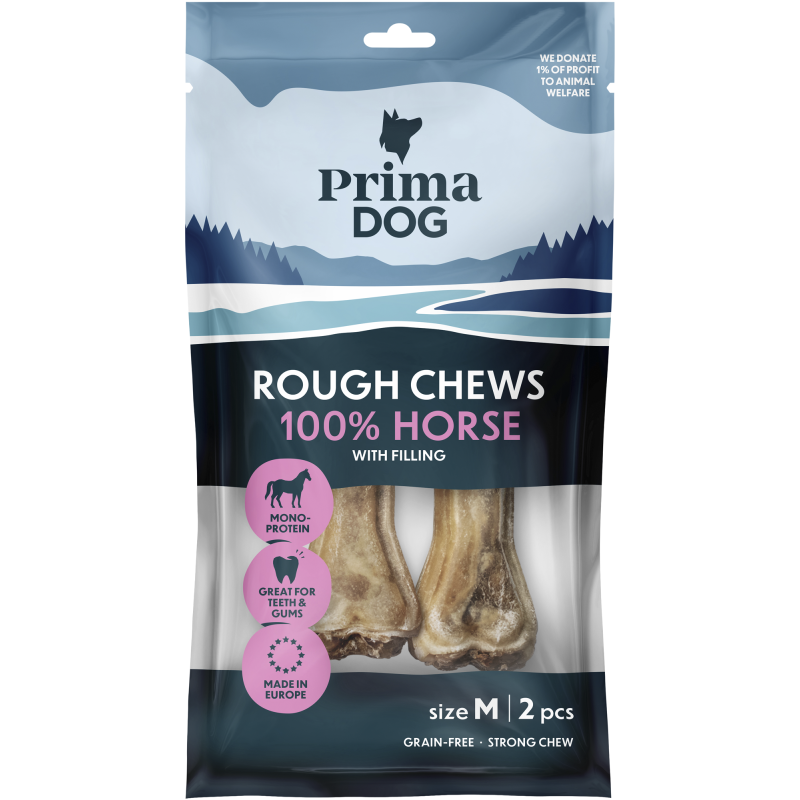 Koiran täyteluu PrimaDog 100 g Rough Chews hevonen M