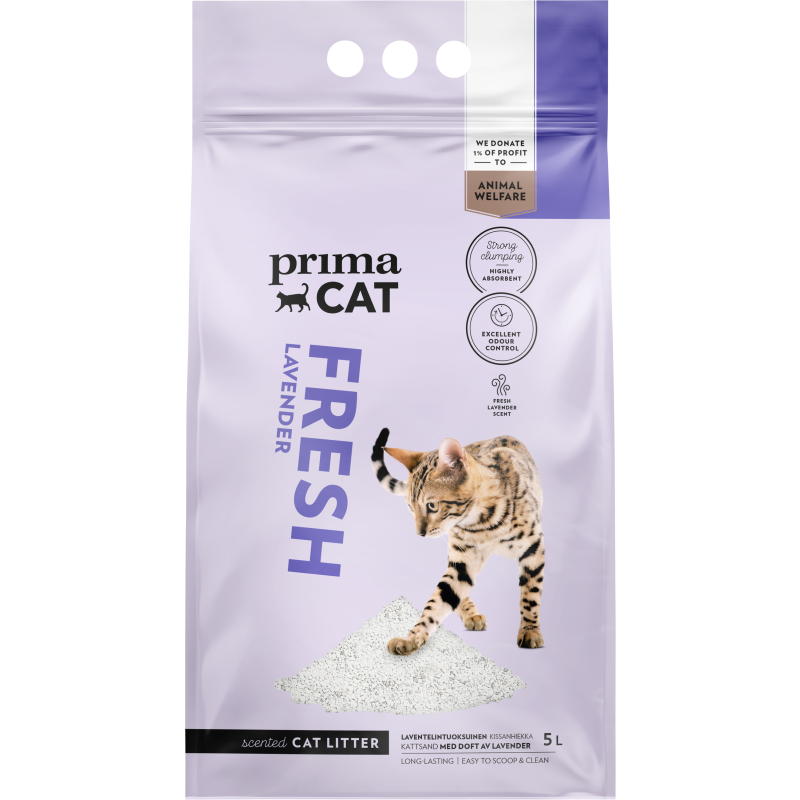 Kissanhiekka PrimaCat 5 l Fresh laventeli