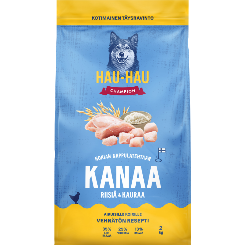Koiranruoka Hau-Hau 2 kg kanaa, riisiä & kauraa