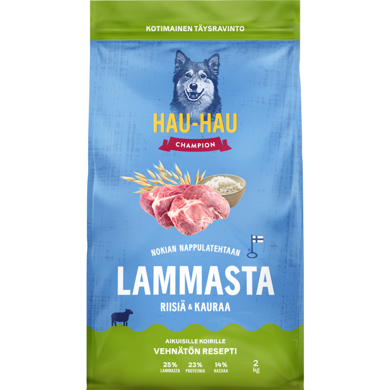 Koiranruoka Hau-Hau 2 kg lammasta, riisiä & kauraa