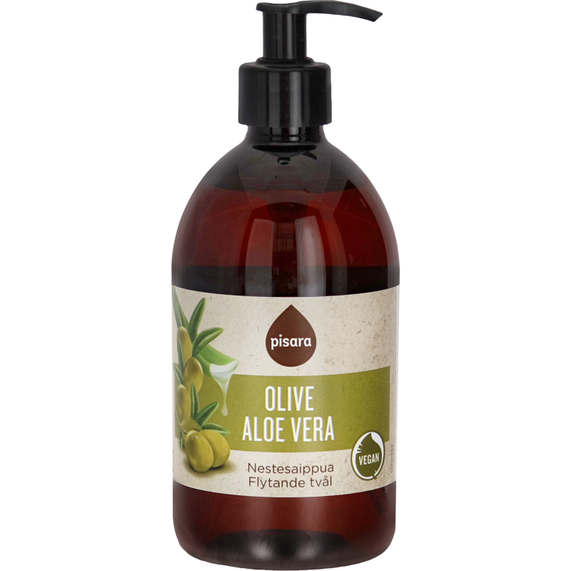 Nestesaippua Pisara 500 ml Vegan Aloe & Olive Oil