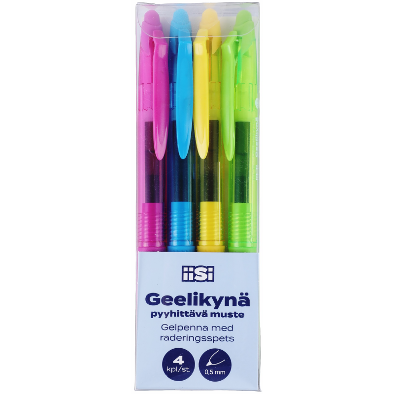 Geelikynä Iisi 4 kpl pyyhittävä musta muste