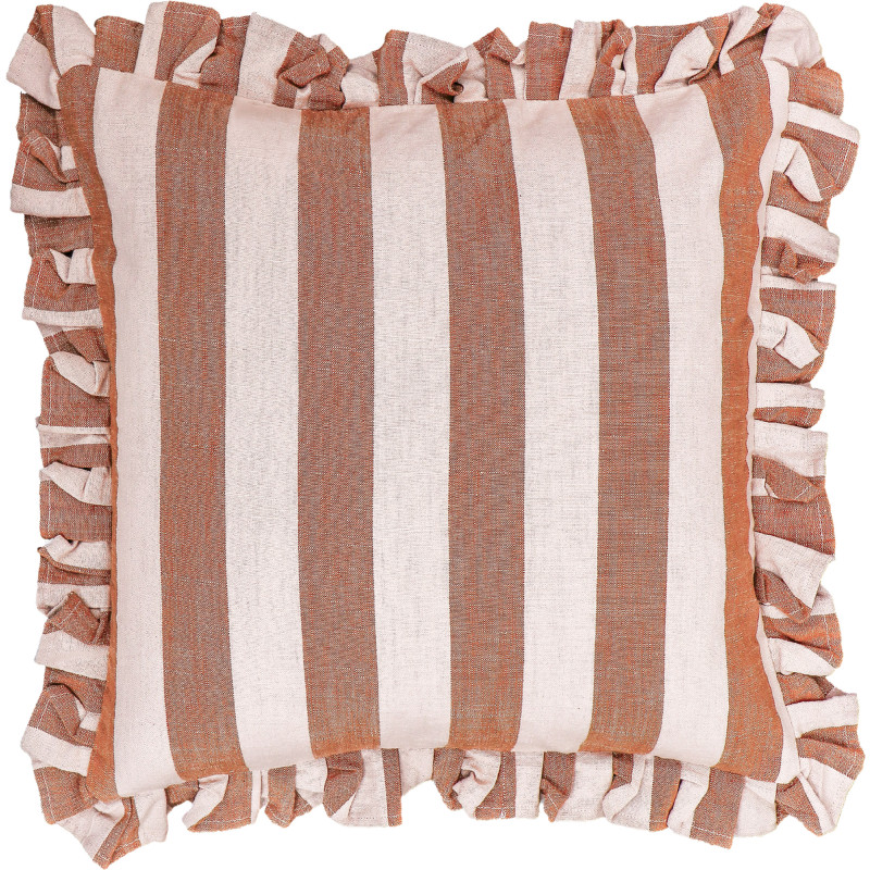 Koristetyyny Miny 45 x 45 cm raita ruskea/vaaleanpunainen