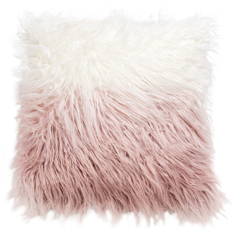 Koristetyyny Miny 45 x 45 cm faux fur valkoinen/vaaleanpunainen