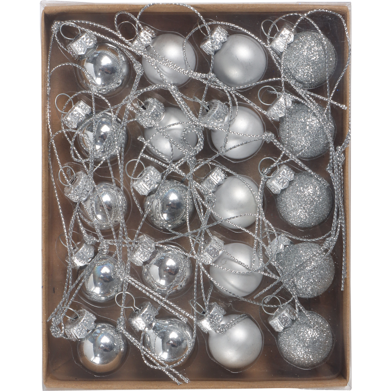 Kuusenpallo Kotikulta 20 kpl 2 cm lasia hopea