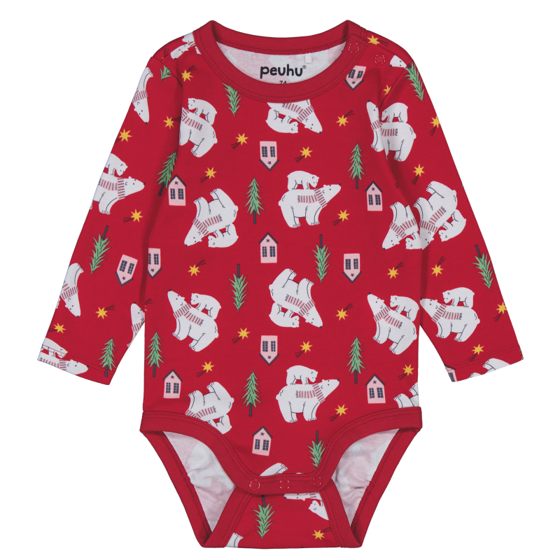 Vauvan body Peuhu Happy jääkarhut joulu