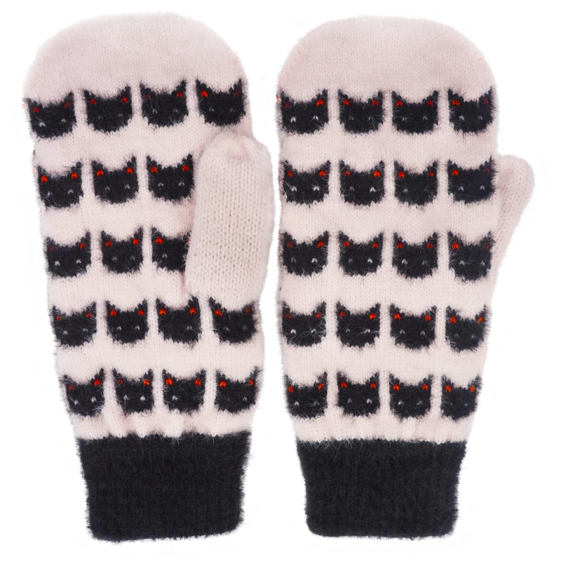 Rukkaset Miny topattu kissa vaaleanpunainen