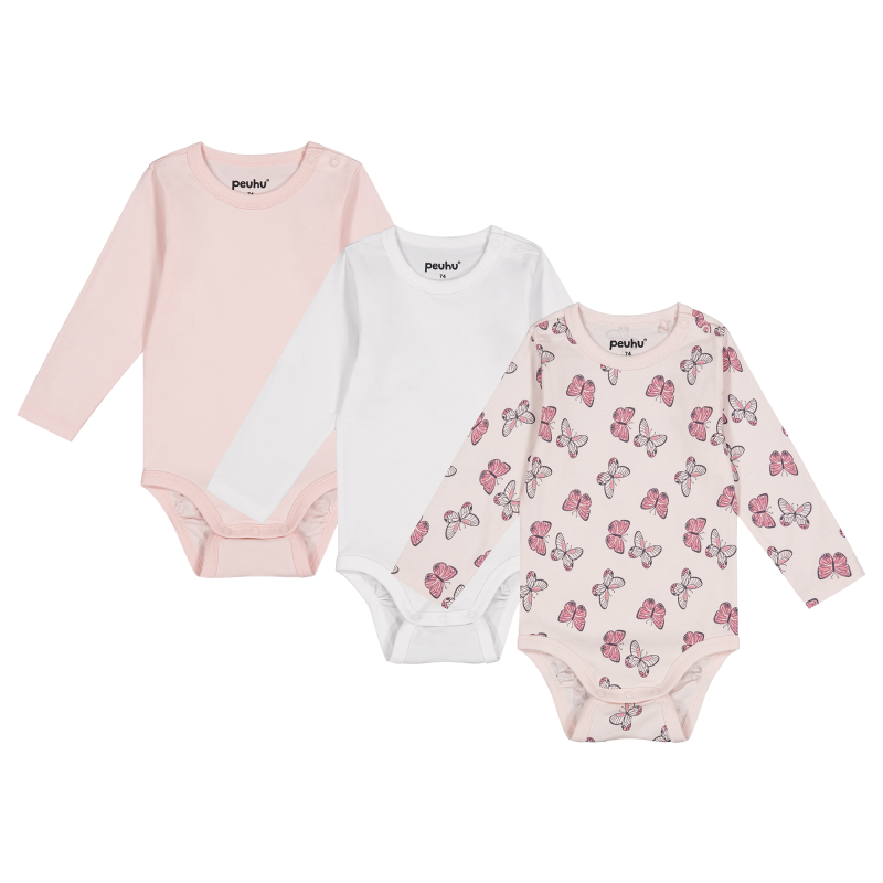 Vauvan bodysetti Peuhu Happy Perhoset 3 kpl/pkt