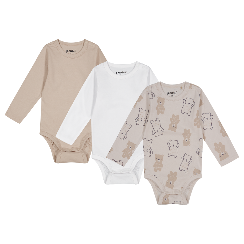 Vauvan bodysetti Peuhu Happy Karhut 3 kpl/pkt