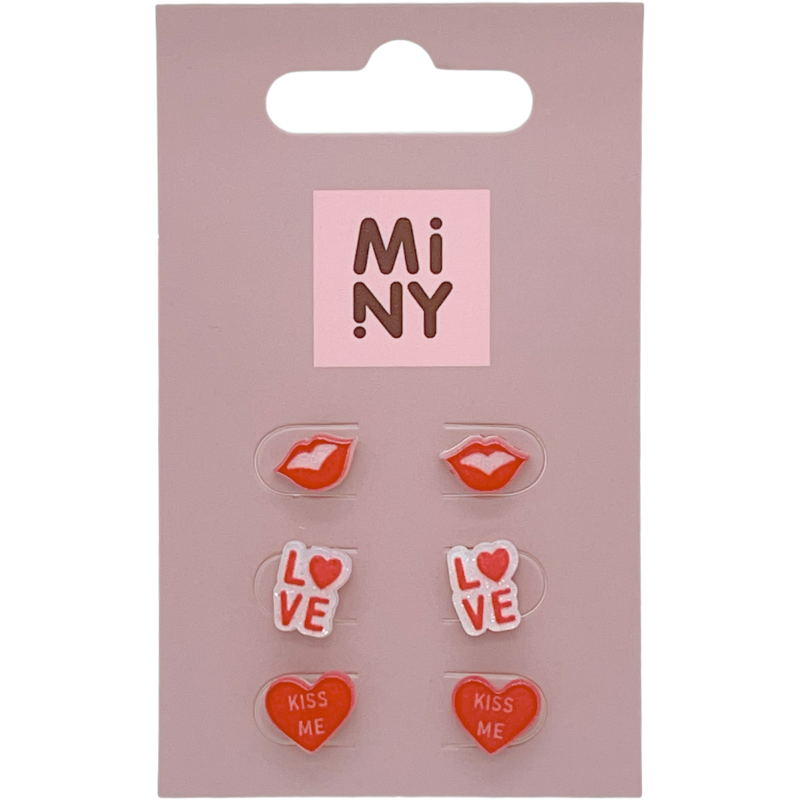 Korvakorut Miny 3 paria Love punainen