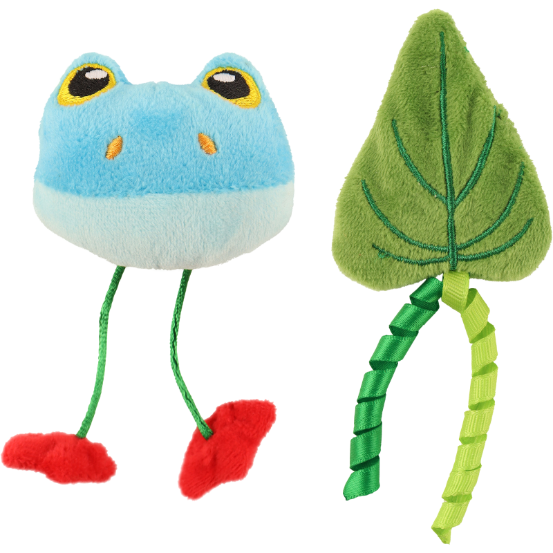 Kissan lelu Real Cat 2-pack Tropical Beach sammakko ja lehti