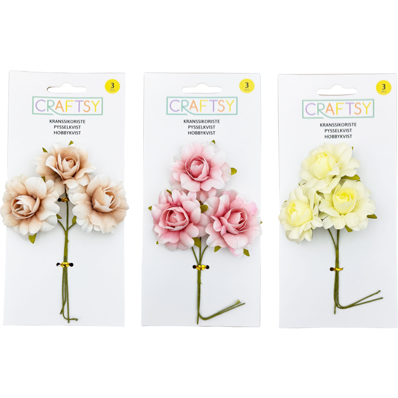 Kranssikoriste Craftsy 3 kpl kukka