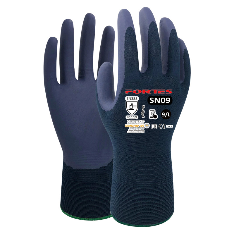 Asentajankäsine nitriili Fortes SN09 koko 9, 12 pr