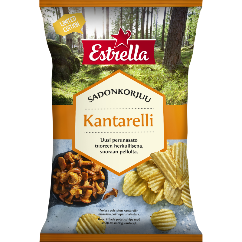 Kantarellisipsi Estrella 250 g sadonkorjuu