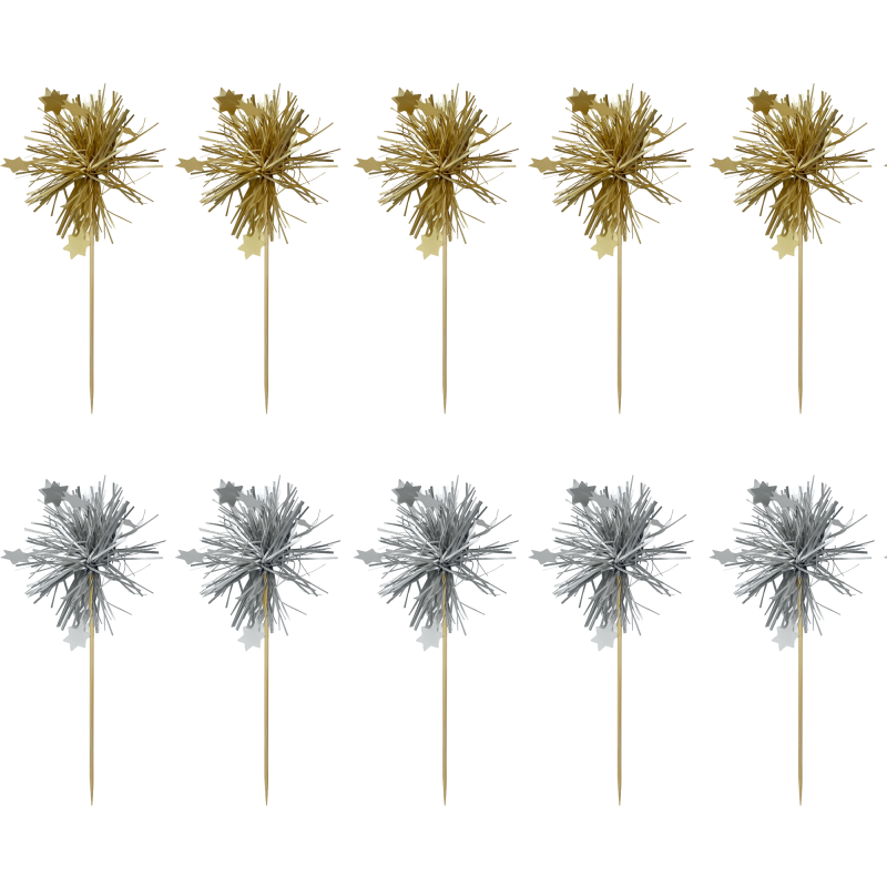 Kakkukoriste Let's Party 10 kpl kulta/hopea