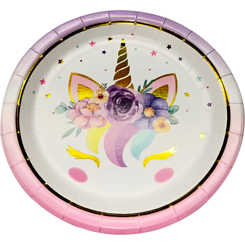 Kartonkilautanen Let's Party 8 kpl 18 cm Yksisarvinen