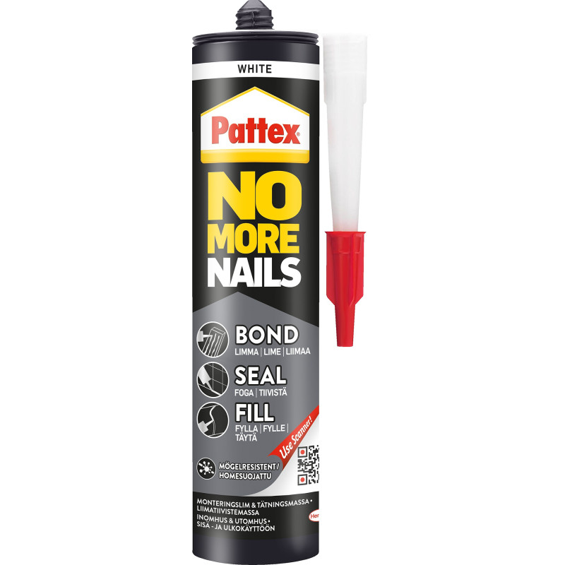Liimatiivistemassa Pattex NoMoreNails Bond-Seal-Fill White 280 ml