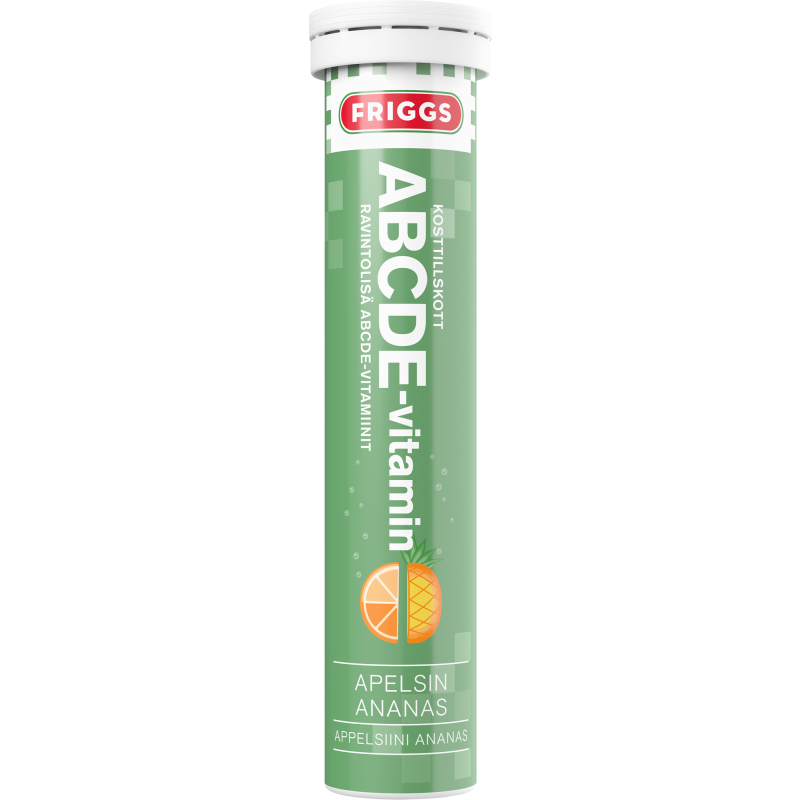 ABCDE-vitamiiniporetabletti Friggs 20 kpl appelsiini-ananas