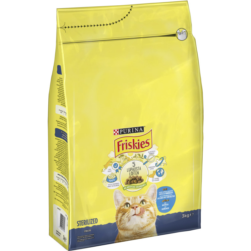Kissanruoka Friskies 3 kg Sterilised Cats lohta ja kasviksia