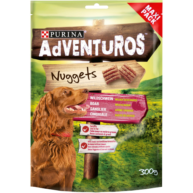 Koiran herkku Adventuros 300 g Nuggets villisika