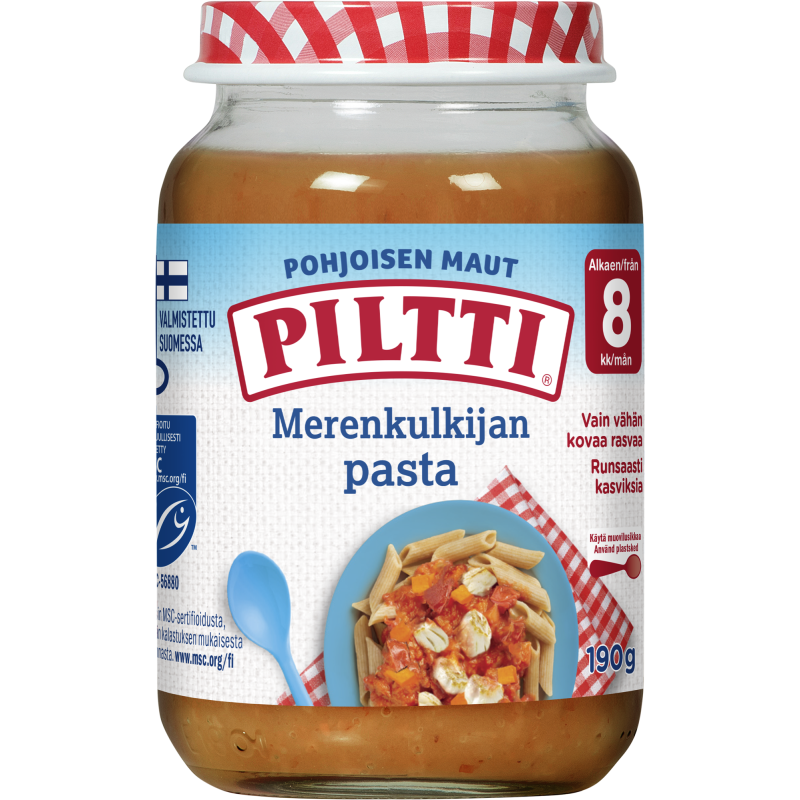 Lastenateria Piltti 190 g Pohjoisen Maut Merenkulkijan kalapasta 8 kk