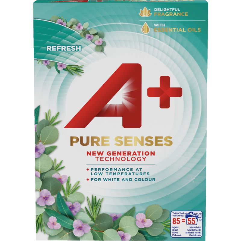 Pyykinpesujauhe A+ 3,6 kg Pure Senses Refresh