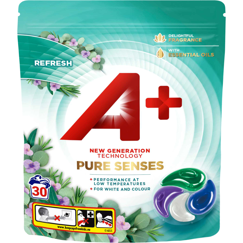 Pyykinpesukapseli A+ 30 kpl Pure Senses Refresh