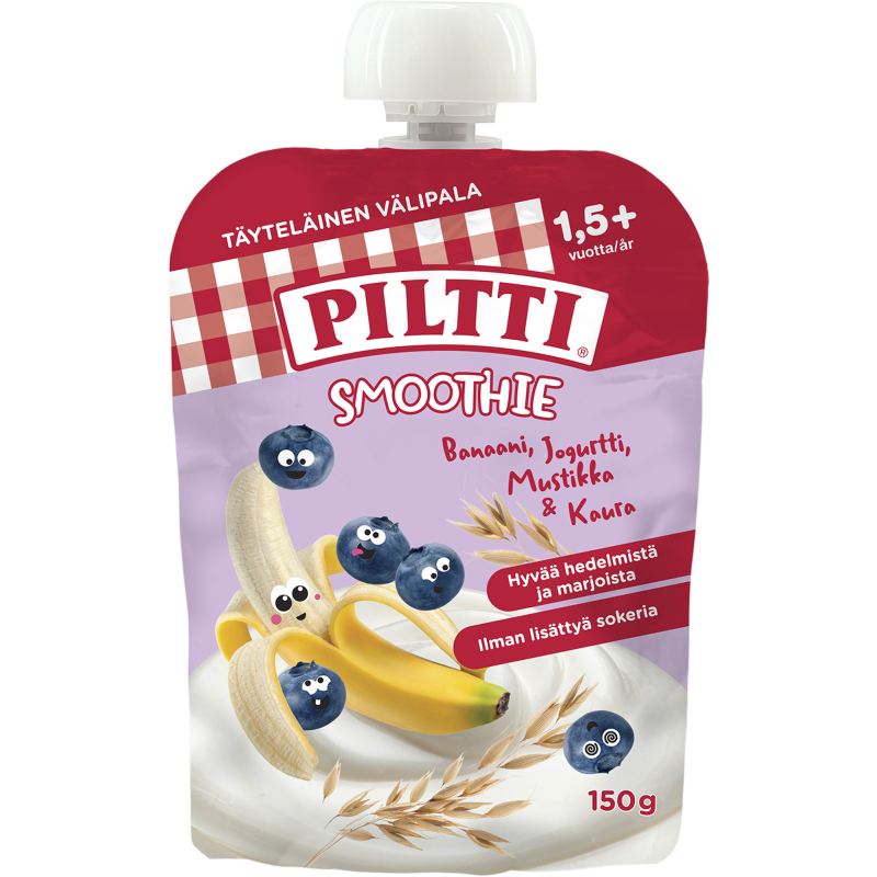 Smoothie Piltti 150 g jogurtti-mustikka-banaani-kaura 1,5 v
